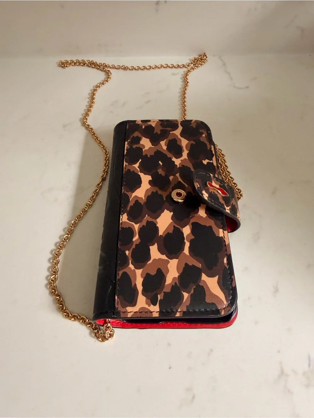 Christian Louboutin Leopard Print Loubiflap Chain iPhone Case - 11 Pro